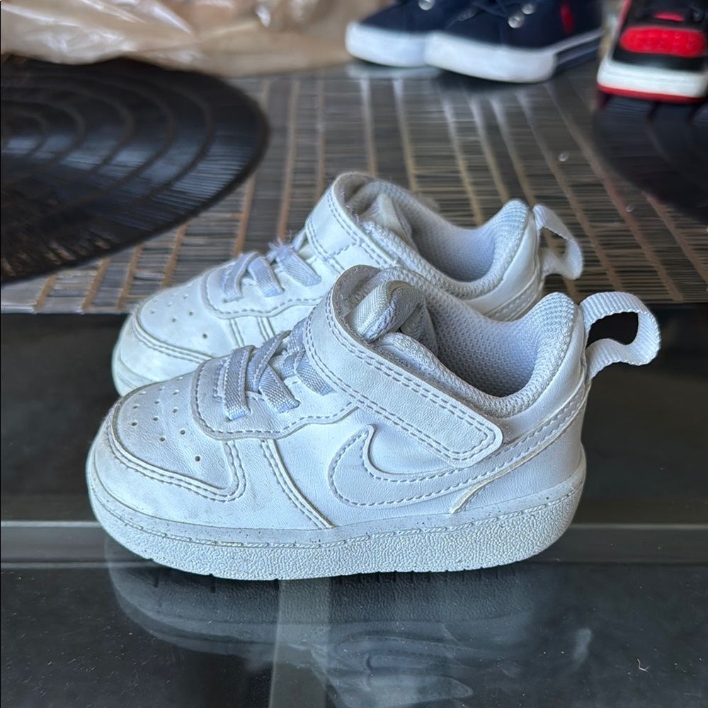 Nike White Sneakers with Velcro Strap and Padded Comfort